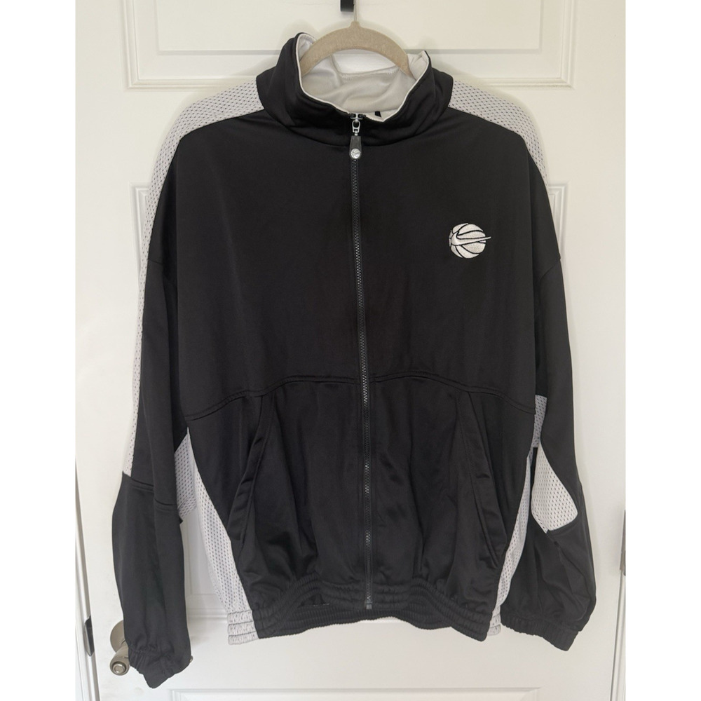 NIKE Black White Basketball Training Zip-Up Jacket Men's Size L